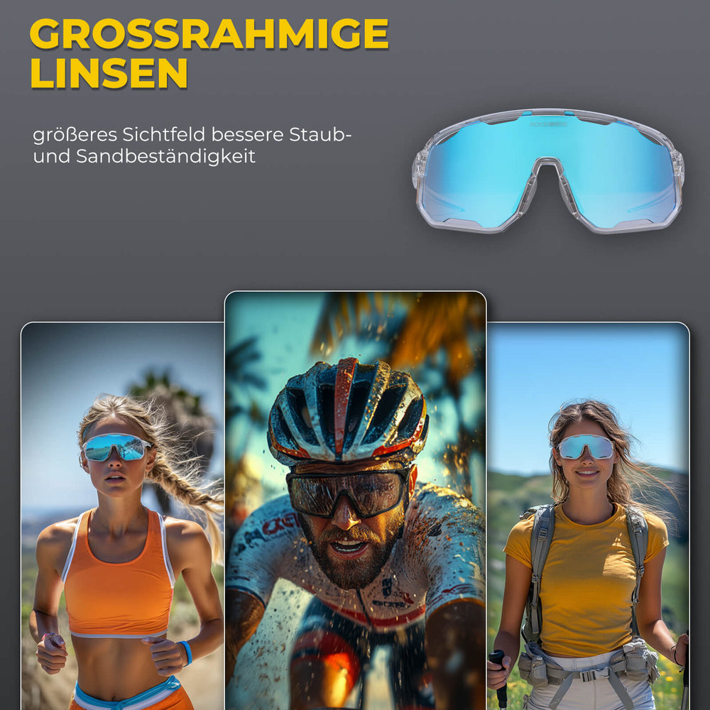 ROCKBROS Fahrradbrille Selbsttönende UV-Schutz Wechsel-Nasenpads Damen/Herren