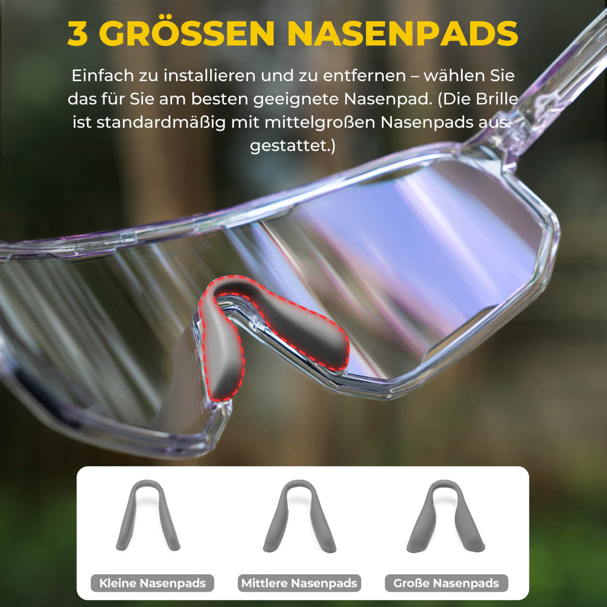 ROCKBROS Fahrradbrille Selbsttönende UV-Schutz Wechsel-Nasenpads Damen/Herren