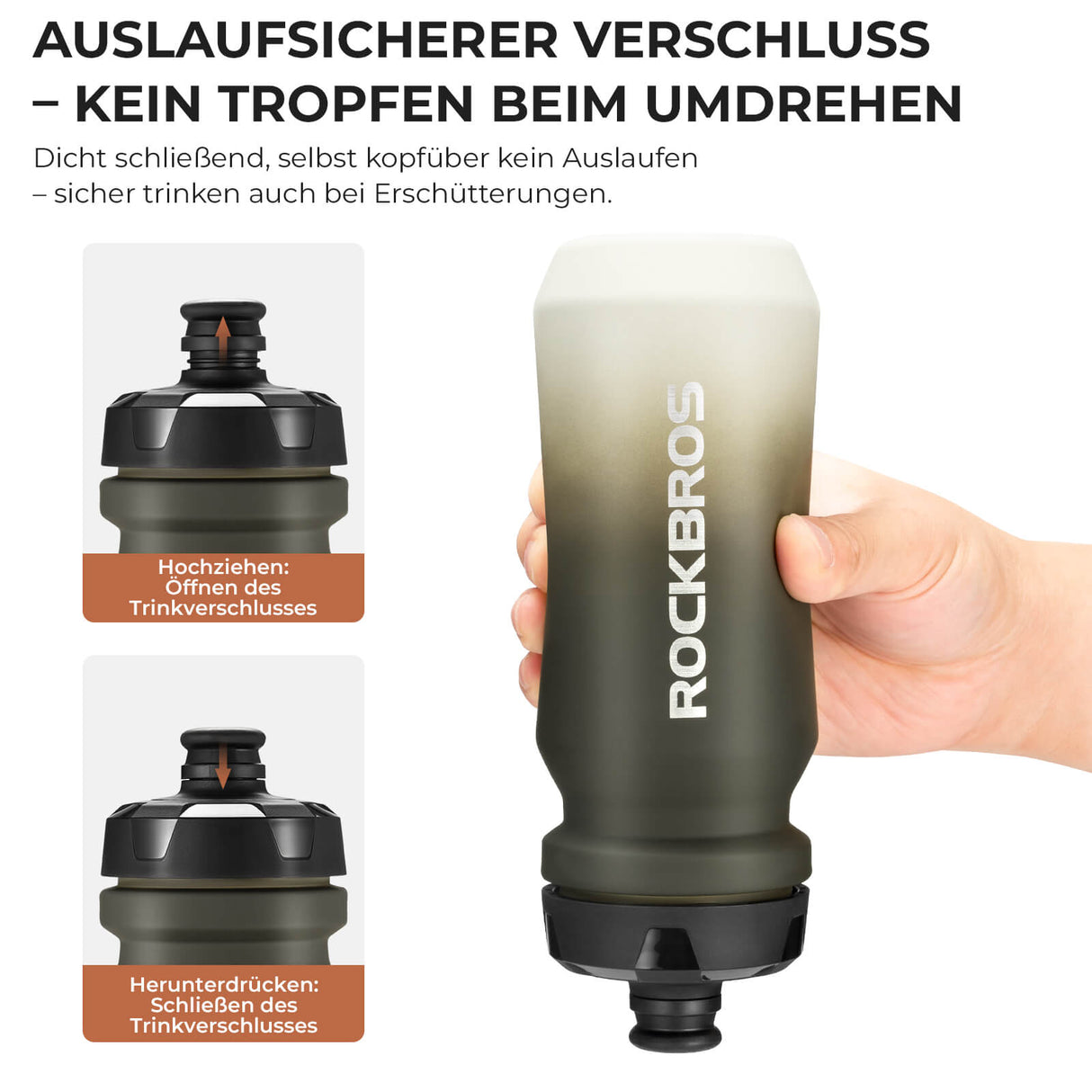 ROCKBROS Fahrradflasche mit auslaufsicherem Pull-Top-Verschluss 600/750ml