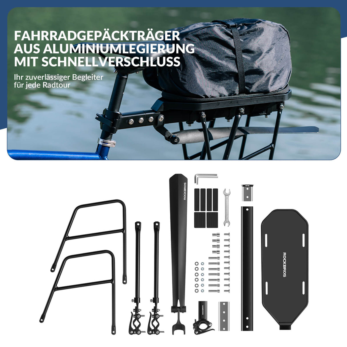 Fahrradgepäckträger mit Schutzblech Montage ohne Bohren 26-29 Zoll - ROCKBROS-EU