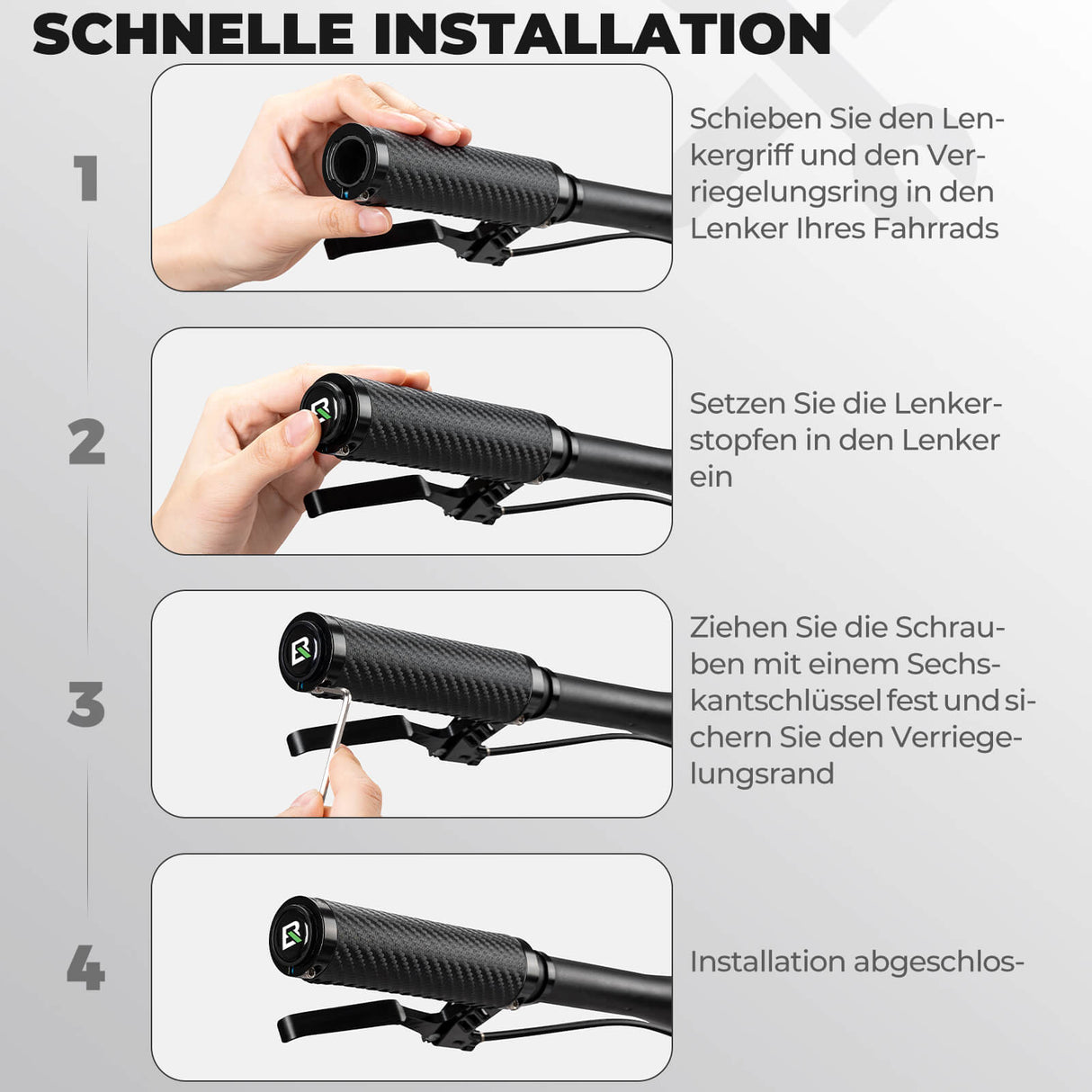 ROCKBROS Fahrradgriffe Kohlenstoffmuster Lenkergriffe Rutschfest 22,2mm