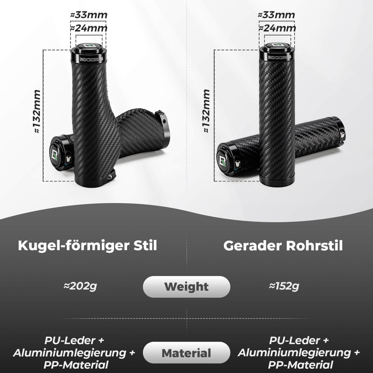 ROCKBROS Fahrradgriffe Kohlenstoffmuster Lenkergriffe Rutschfest 22,2mm