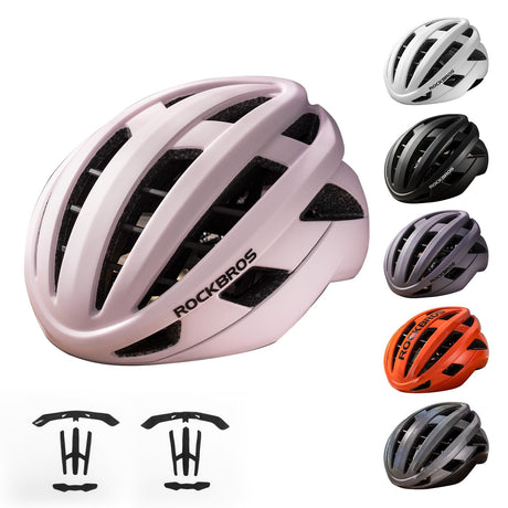 ROCKBROS Fahrradhelm Integrierter Rennradhelm Stoßfest Verstellbar Unisex M/L-Rosa-matt
