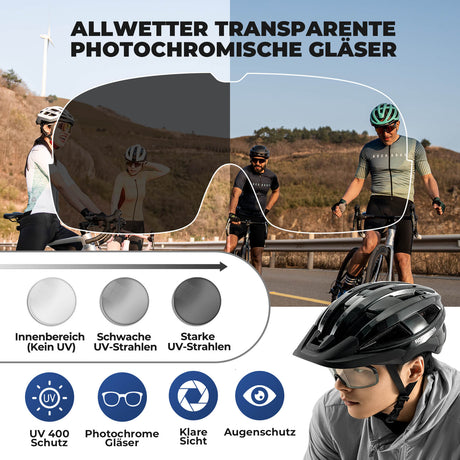 ROCKBROS Fahrradhelm mit Visier Rücklicht Atmungsaktiv Rennradhelm 55-61cm Unsiex