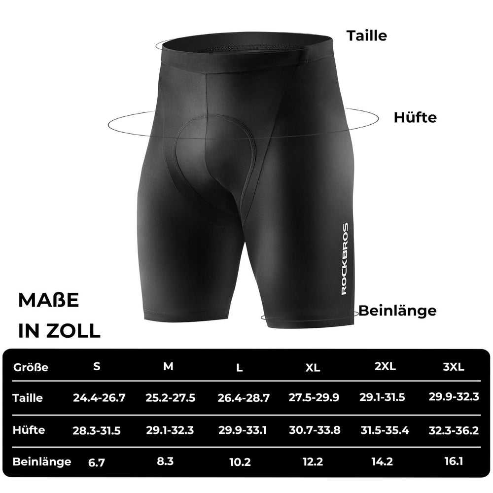 ROCKBROS Fahrradhose mit 3D-Polster Atmungsaktiv Elastisch Reflektierend