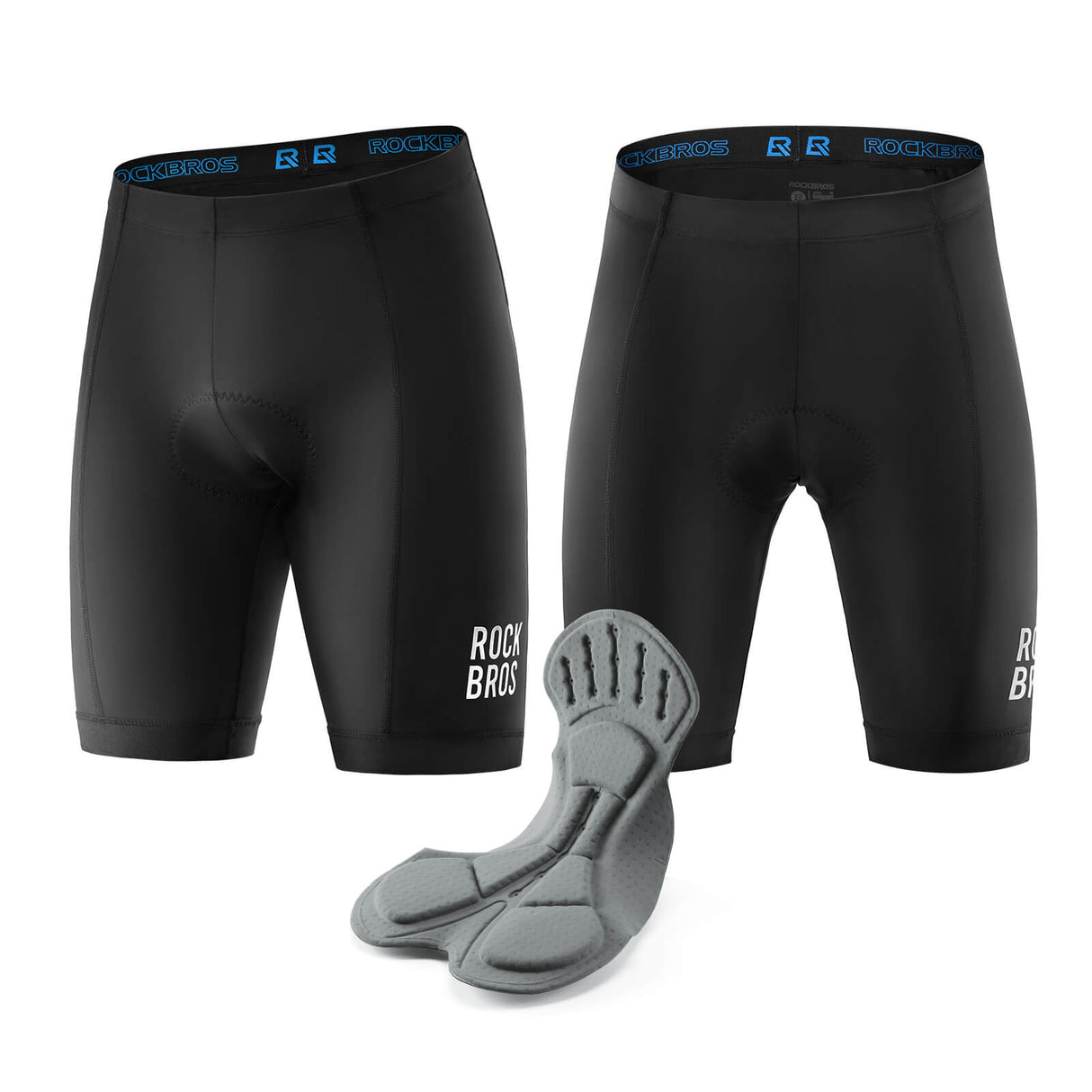 ROCKBROS Fahrradhose mit Sitzpolster Radlerhose Atmungsaktiv Leicht MTB Renrrad-Schwarz