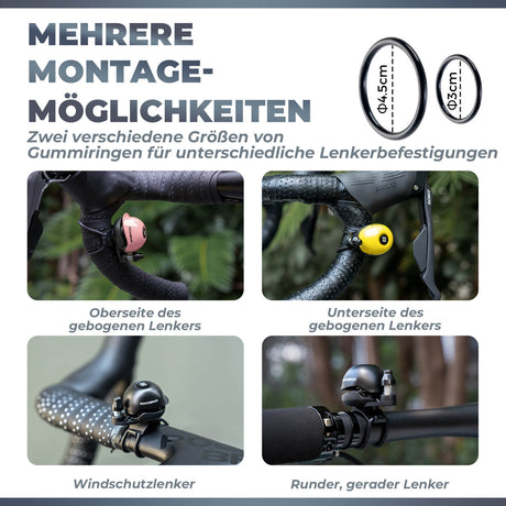 ROCKBROS Fahrradklingel 360-Grad-Drehung für 22-34mm Lenker Mini Klingel