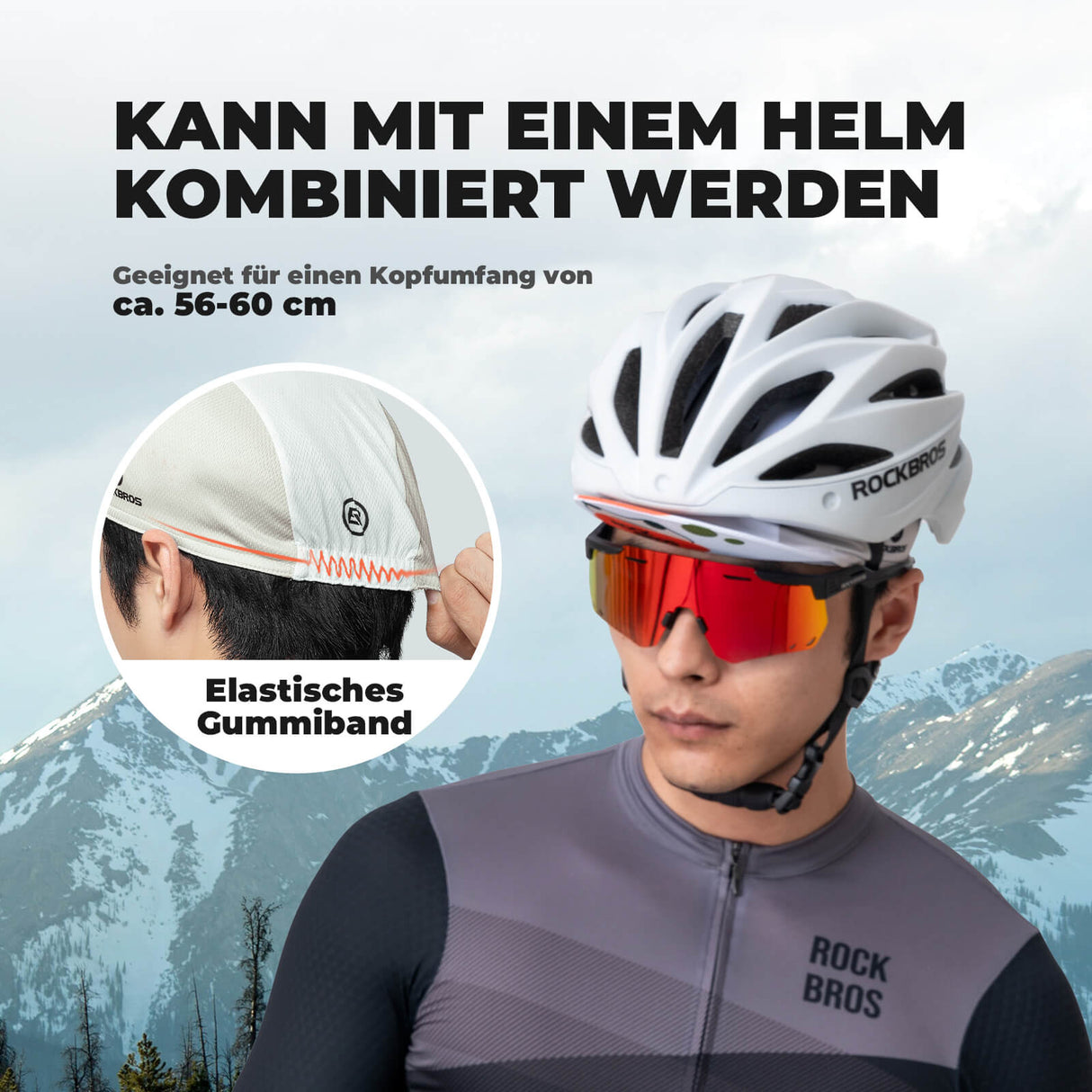 ROCKBROS Fahrradmütze Leichte Schweißabsorbierend Fahrradkappe unter dem Helm
