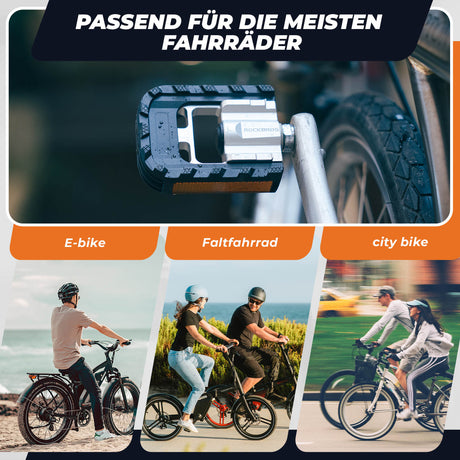 ROCKBROS Fahrradpedale Faltbar Klapppedale 916 mit Anti-Rutsch Oberfläche & Reflektoren