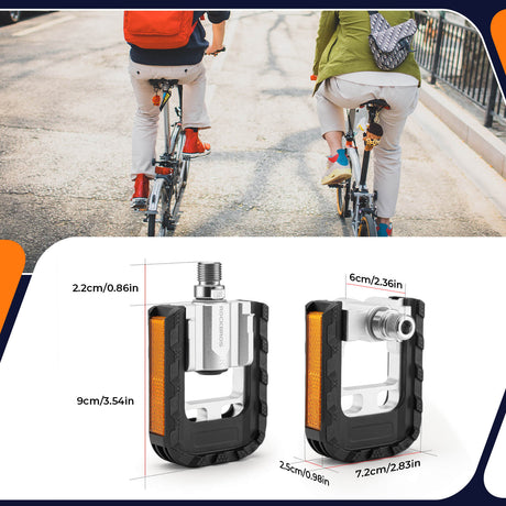 ROCKBROS Fahrradpedale Faltbar Klapppedale 916 mit Anti-Rutsch Oberfläche & Reflektoren