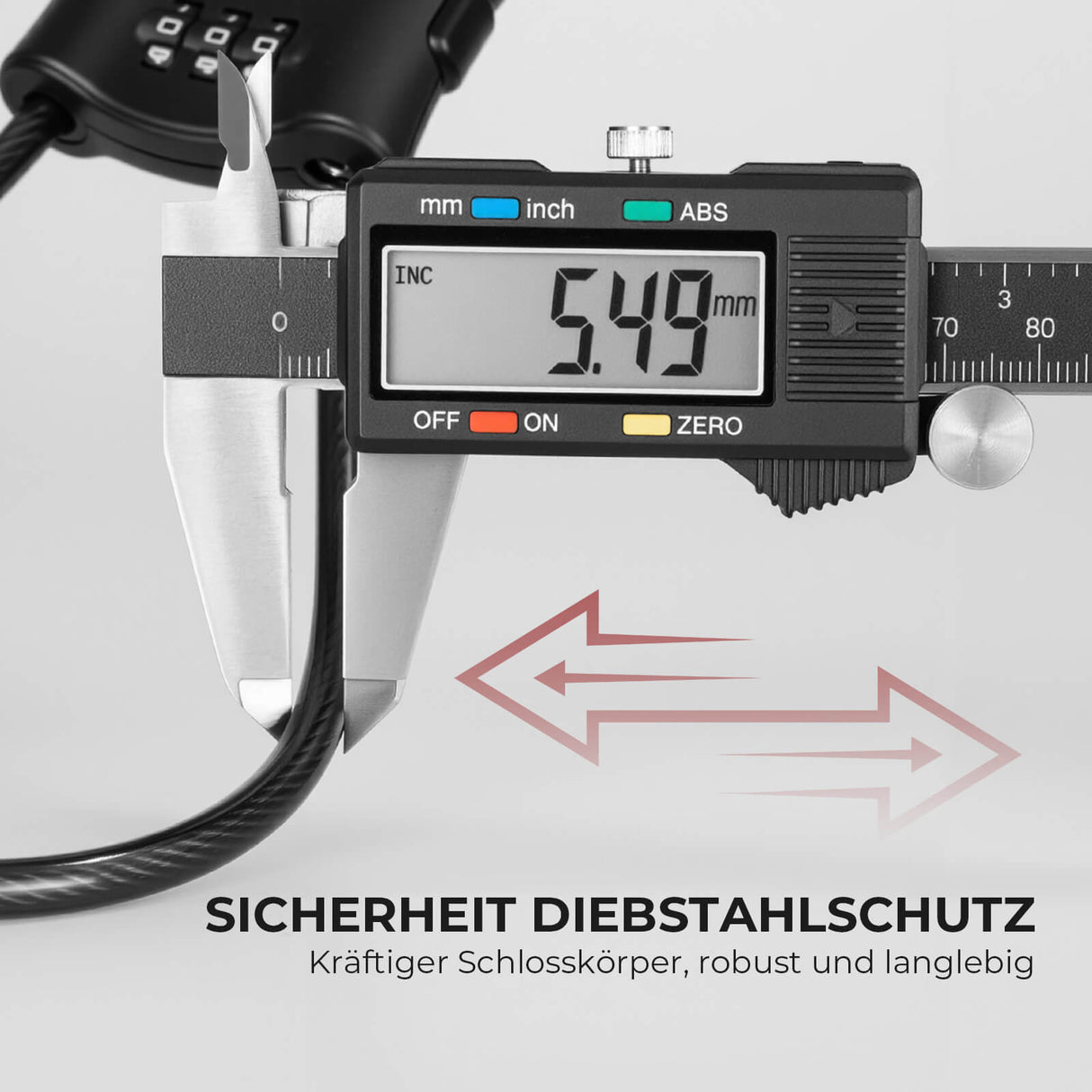 ROCKBROS Fahrradschloss 5,5 mm Stahlkabel Doppelring für Fahrrad E-Bike Scooter
