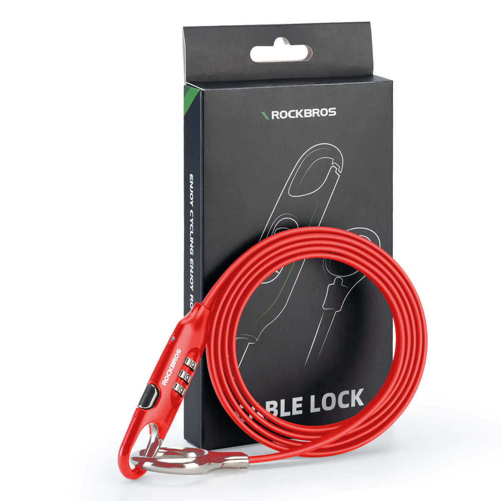 ROCKBROS Fahrradschloss Kabelschloss 150cm mit Zahlencode Anti-Diebstahl-Rot