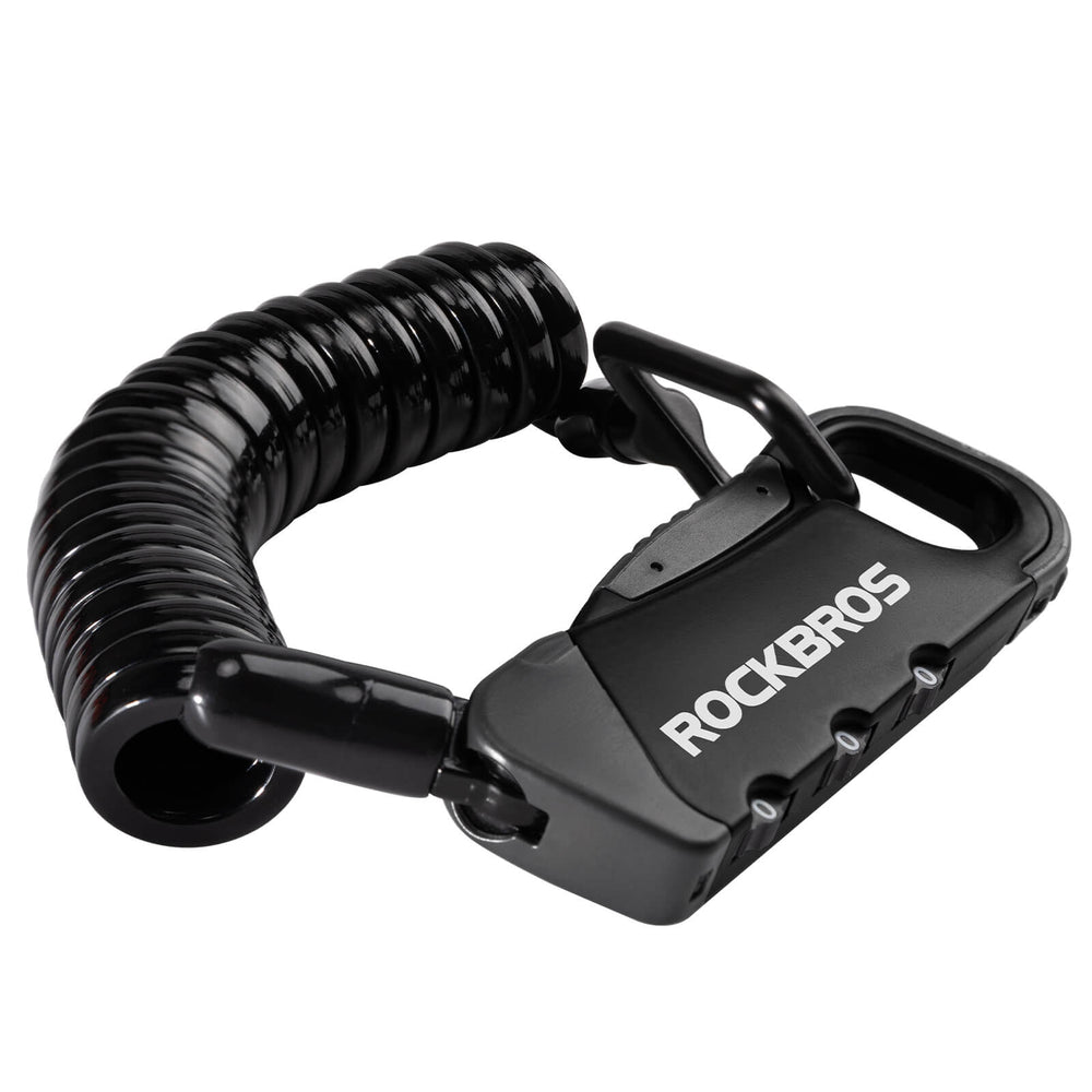 ROCKBROS Fahrradschloss Kabelschloss Zahlenschloss Helmschloss 120cm Leicht-Schwarz