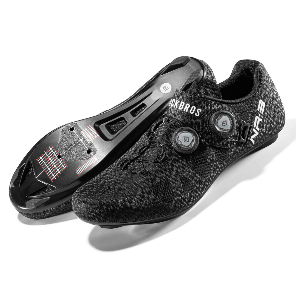 ROCKBROS Fahrradschuhe – SPD-SL & Look KEO kompatibel Drehverschluss & ergonomisch-Schwarz