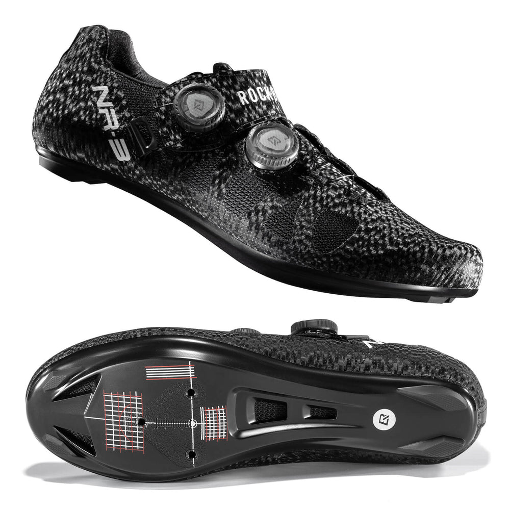 ROCKBROS Fahrradschuhe – SPD-SL & Look KEO kompatibel Drehverschluss & ergonomisch-Schwarz