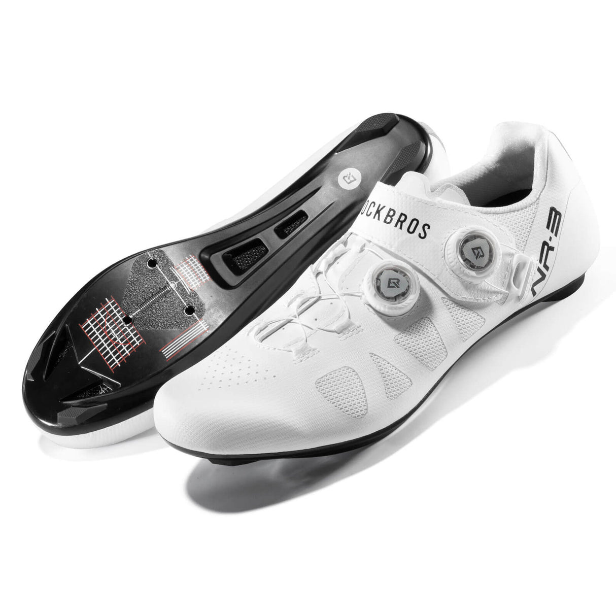 ROCKBROS Fahrradschuhe – SPD-SL & Look KEO kompatibel Drehverschluss & ergonomisch-Weiß