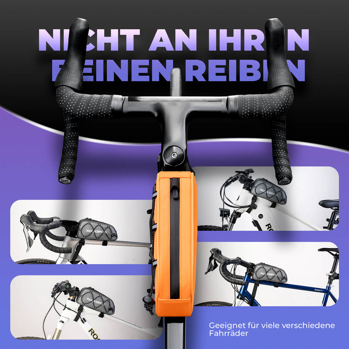 ROCKBROS Fahrradtasche Oberrohrtasche 1 L Vollständig Reflektierend Schwarz Silbrig - Orange