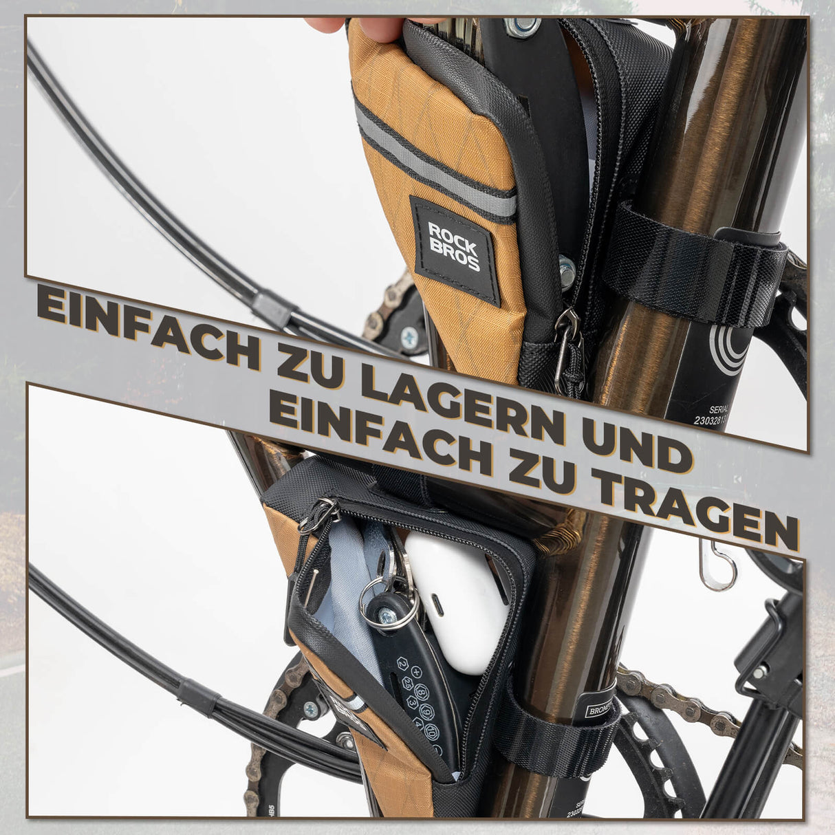 ROCKBROS Fahrradtasche Rahmentasche Dreiecktasche für Brompton 0,25/0,3L