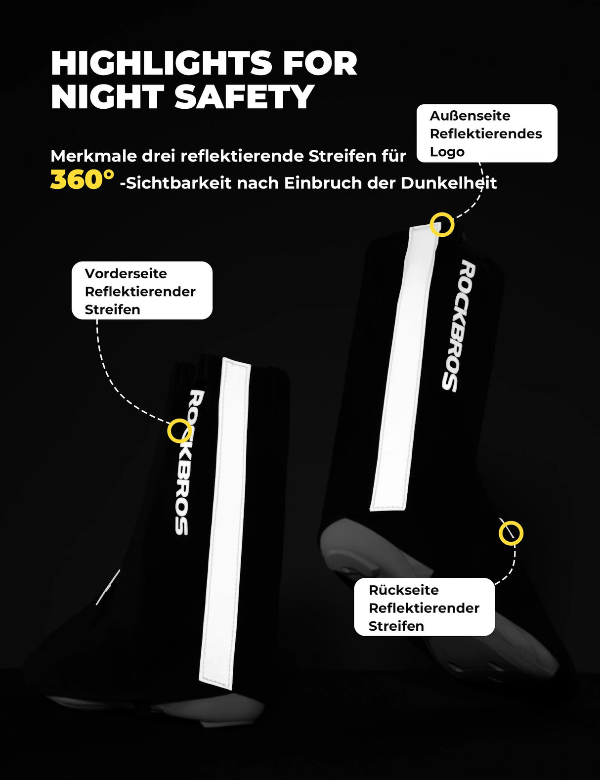 Fahrradüberschuhe – Reflektierend, Wasserdicht & mit Klettverschluss