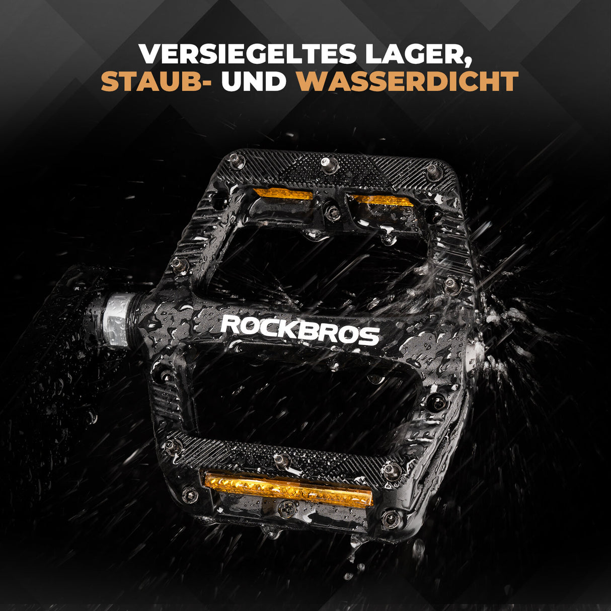 ROCKBROS Flat Fahrradpedale Rutschfest mit Reflektorstreifen für Mountainbike E-Bike