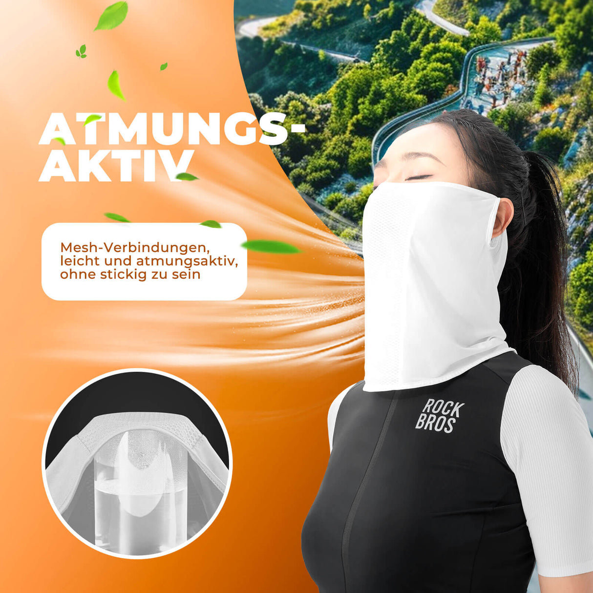 ROCKBROS Halbe Balaclava für Radfahren, ideal für Outdoor-Aktivitäten in Weiß