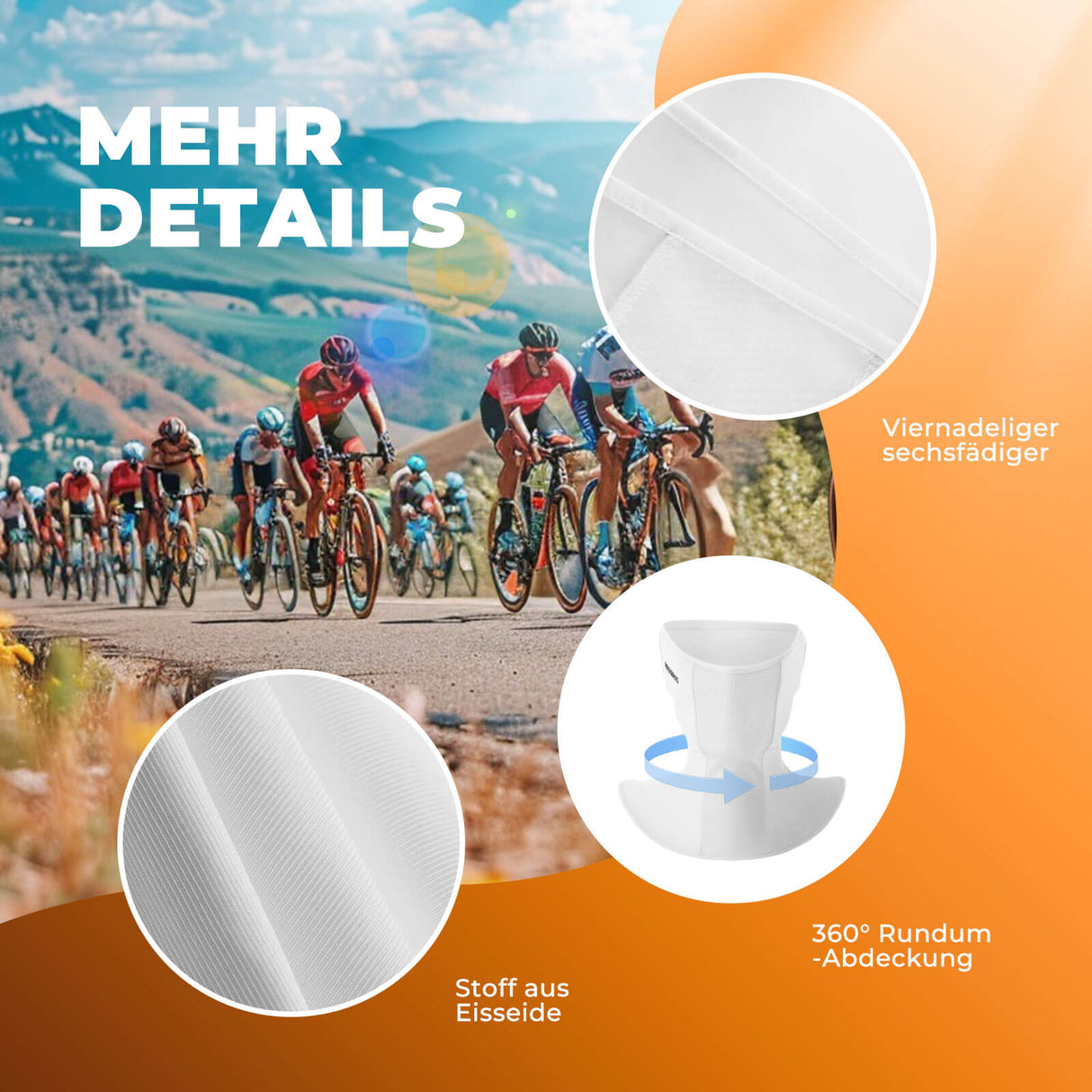 ROCKBROS Halbe Balaclava für Radfahren, ideal für Outdoor-Aktivitäten in Weiß