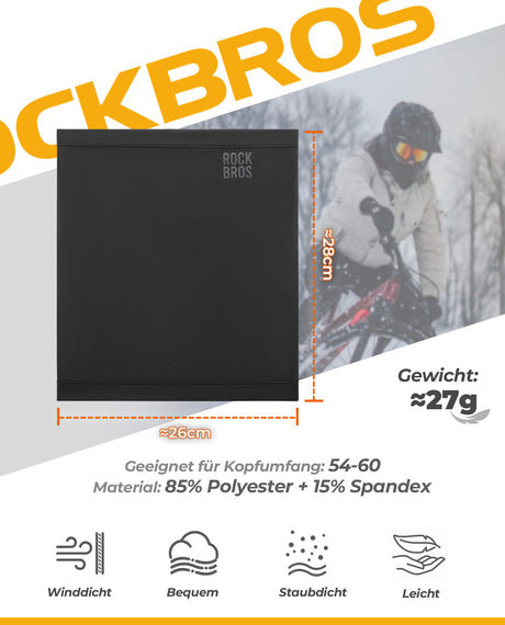 ROCKBROS Halstuch - Winter Schlauchtuch, winddicht und warm, ideal für Ski, Radfahren und Wandern