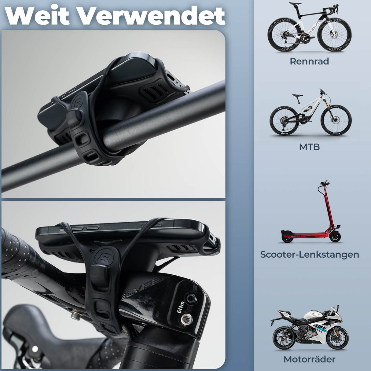 ROCKBROS Handyhalter Fahrrad Handyhalterung Drehbar 4-7 Stoßdämpfung