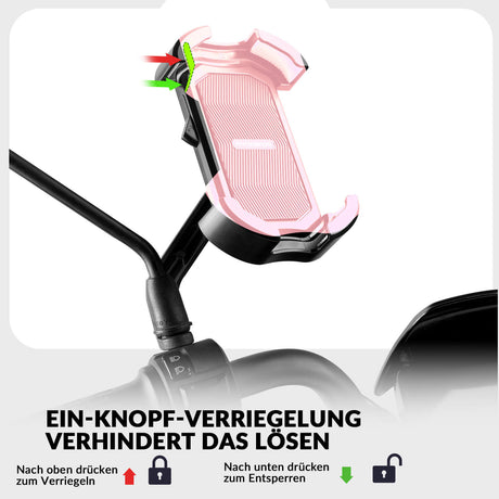 ROCKBROS Handyhalterung Fahrrad Handyhalter Motorrad 360° Drehbar für 4,7-7,0 Zoll-Rosa