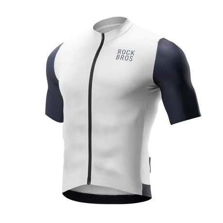 ROCKBROS Herren Kurzarm Fahrradtrikot Radtrikot Schnelltrocken Atmungsaktiv Sommer MTB Rennrad-Weiß