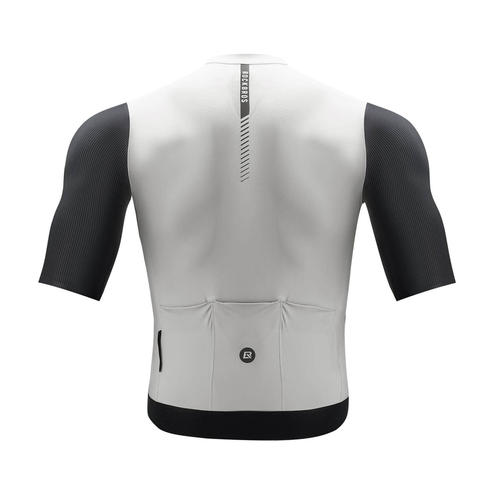 ROCKBROS Herren Kurzarm Fahrradtrikot Radtrikot Schnelltrocken Atmungsaktiv Sommer MTB Rennrad-Weiß