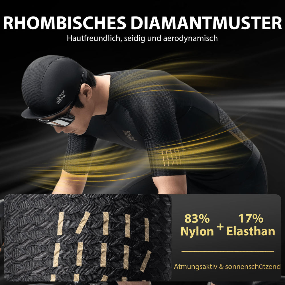 ROCKBROS Herren Kurzarm Hochleistungs-Radtrikot Jersey für MTB & Rennrad- Schwarz