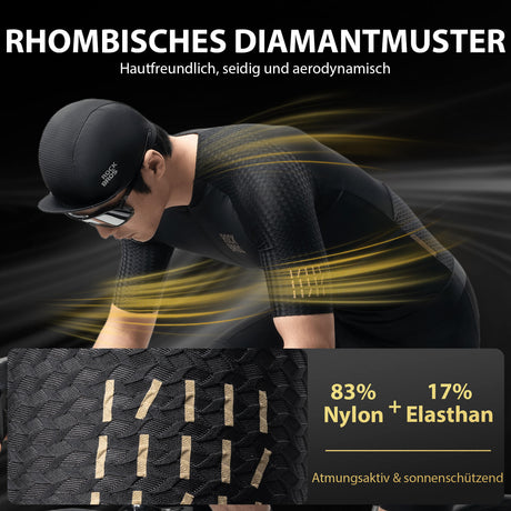 ROCKBROS Herren Kurzarm Hochleistungs-Radtrikot Jersey für MTB & Rennrad- Schwarz