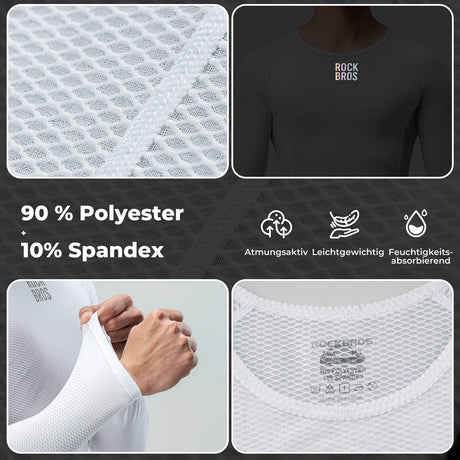 ROCKBROS Herren Langarm-Radtrikot Funktionsshirt Fahrrad Jersey Schnell Trocknen