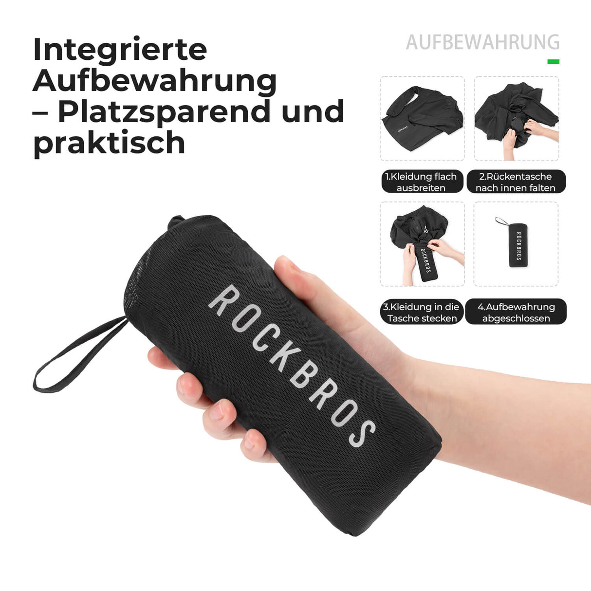ROCKBROS Herren Leichte Fahrradjacke Multifunktional Winddicht Atmungsaktiv Frühling/Sommer