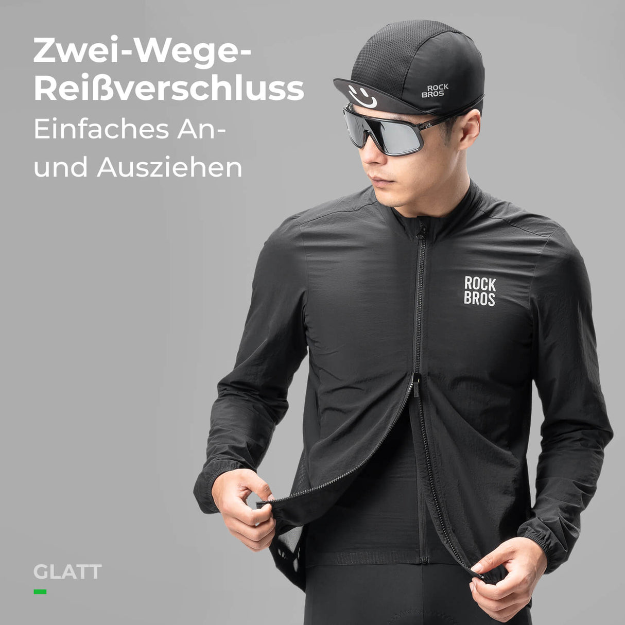 ROCKBROS Herren Leichte Fahrradjacke Multifunktional Winddicht Atmungsaktiv Frühling/Sommer