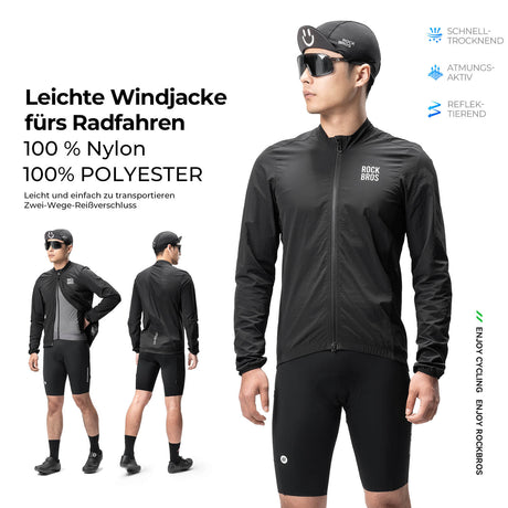ROCKBROS Herren Leichte Fahrradjacke Multifunktional Winddicht Atmungsaktiv Frühling/Sommer
