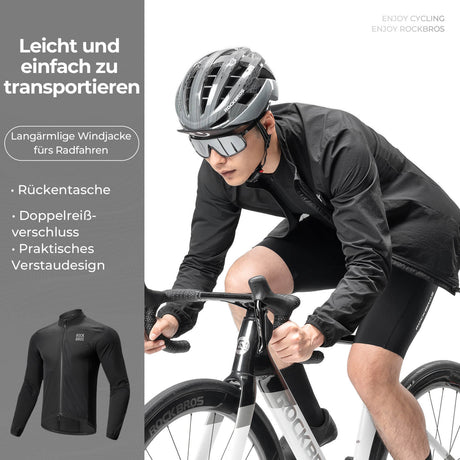 ROCKBROS Herren Leichte Fahrradjacke Multifunktional Winddicht Atmungsaktiv Frühling/Sommer