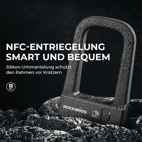 ROCKBROS Intelligentes NFC Fahrradschloss Wasserdicht Lange Akkulaufzeit für Motorrad/Fahrrad