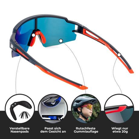 ROCKBROS Kinder Fahrradbrille Sonnenbrille Polarisiert UV400 für Jungen-Gelb-Schwarz