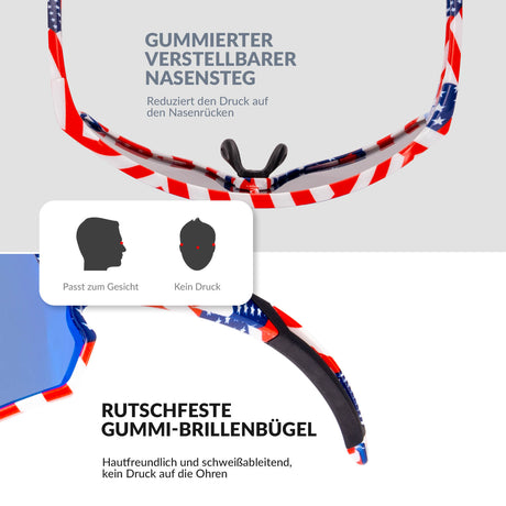 ROCKBROS Kinder Fahrradbrille UV400-Schutz Polarisierte Sonnenbrille-Rot-Blau