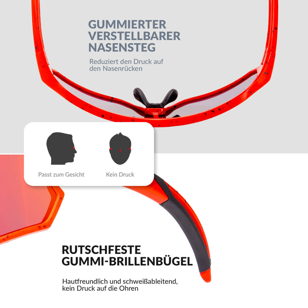 ROCKBROS Kinder Fahrradbrille UV400-Schutz Polarisierte Sonnenbrille-Rot