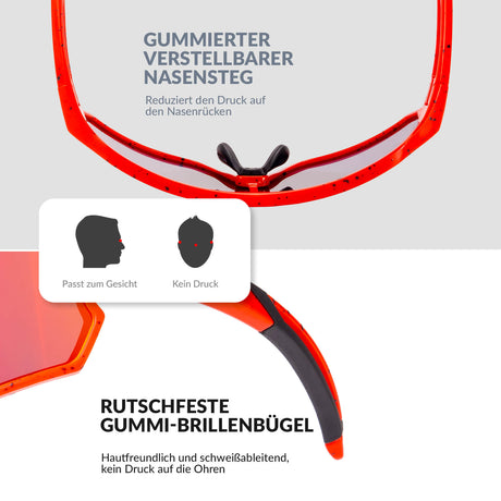 ROCKBROS Kinder Fahrradbrille UV400-Schutz Polarisierte Sonnenbrille-Rot