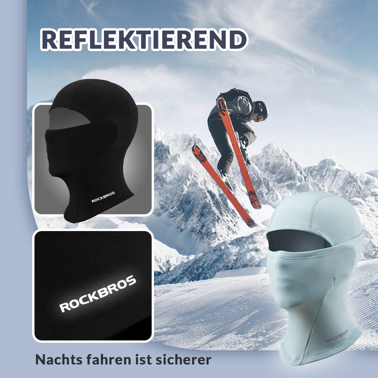 ROCKBROS Kinder Winter Sturmhaube Balaclava Warm Skimaske für Mädchen/Jungen-Blau