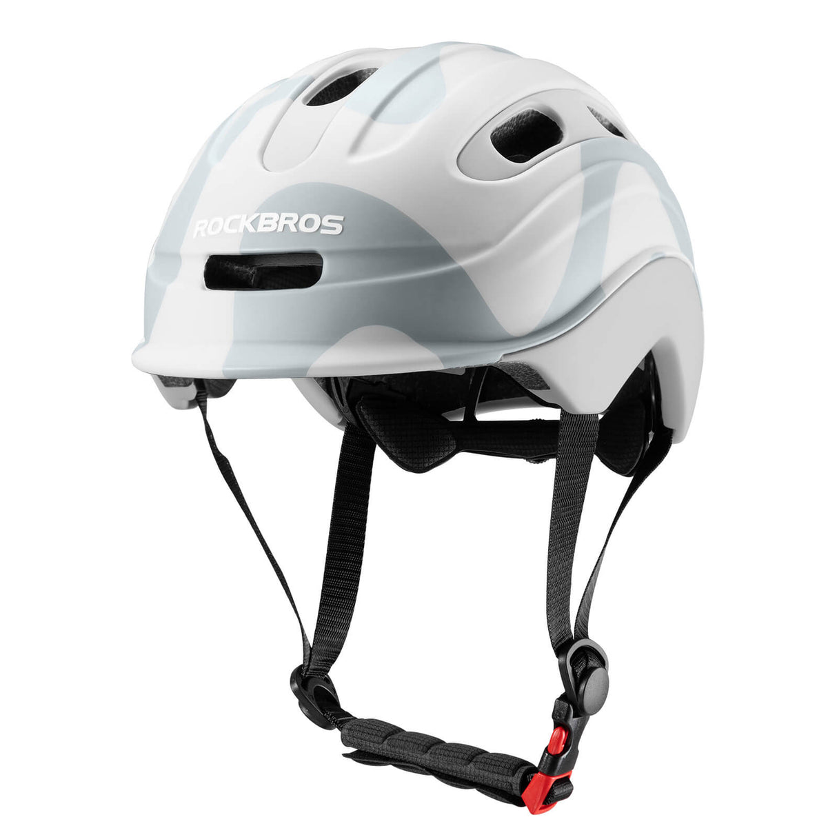 ROCKBROS Kinderhelm Fahrradhelm Rücklicht-Kompatibel 54–58cm 6–18 Jahre-Grau Tarnung-Matt