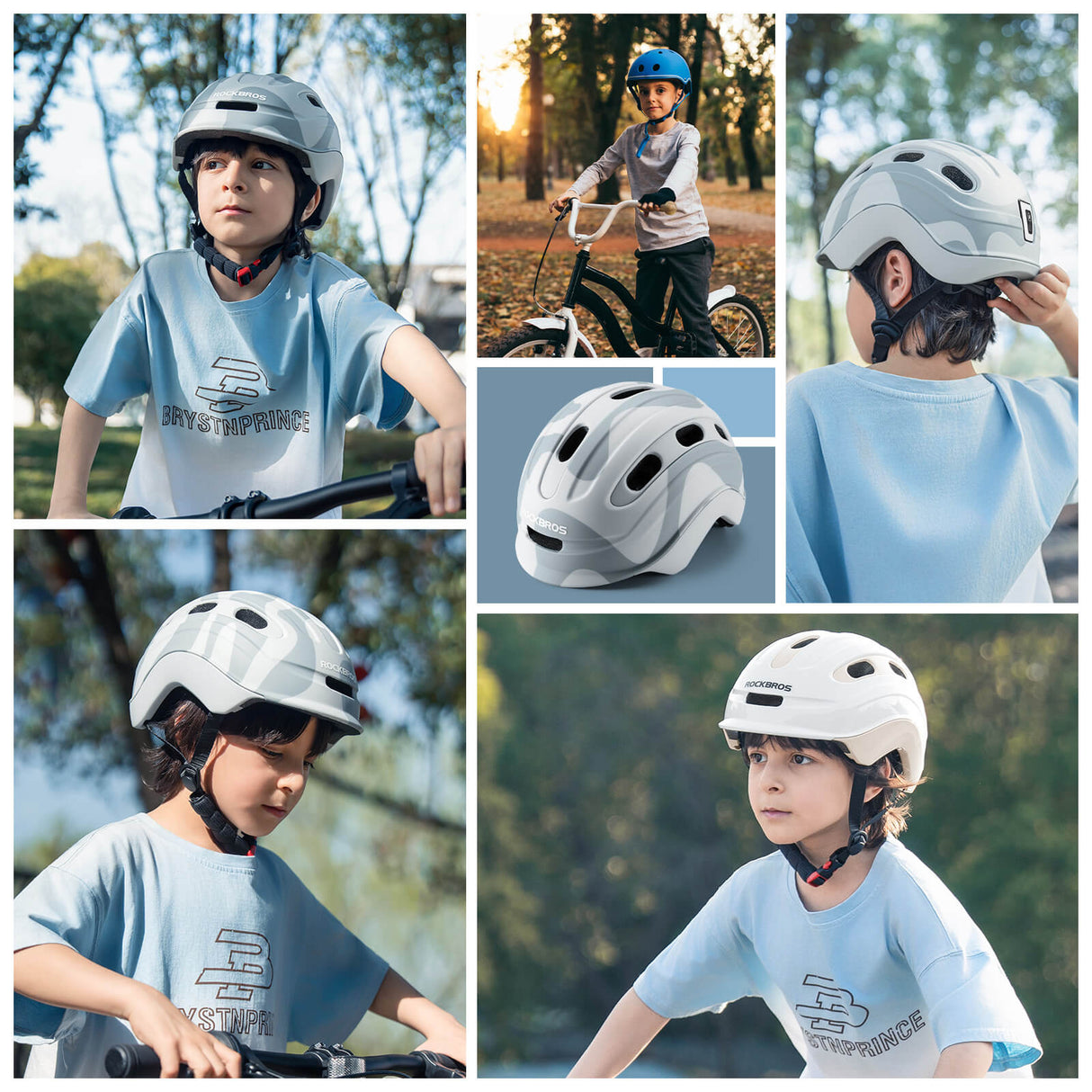 ROCKBROS Kinderhelm Fahrradhelm Rücklicht-Kompatibel 54–58cm 6–18 Jahre
