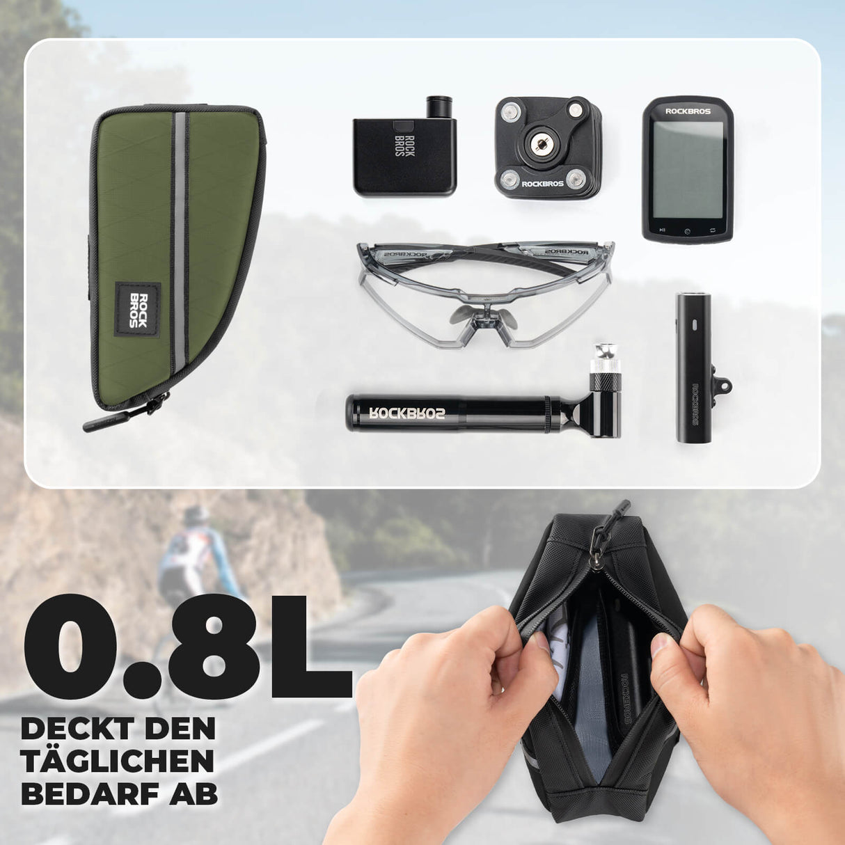 ROCKBROS Oberrohrtasche 0,8L Leicht für Klapprad Falträder 5 Farben