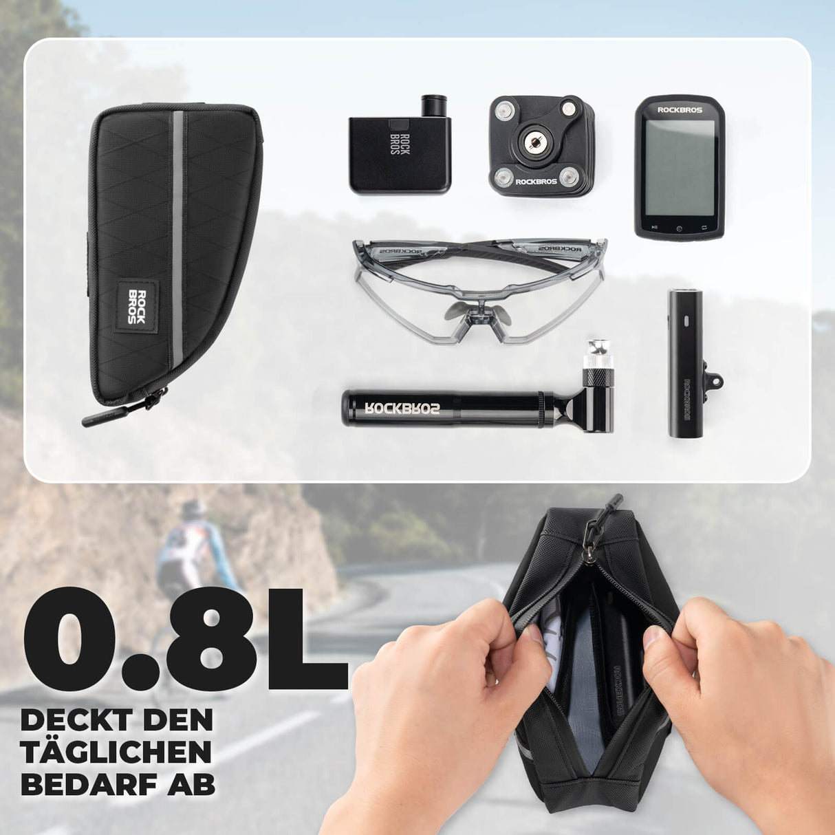 ROCKBROS Oberrohrtasche 0,8L Leicht für Klapprad Falträder 5 Farben