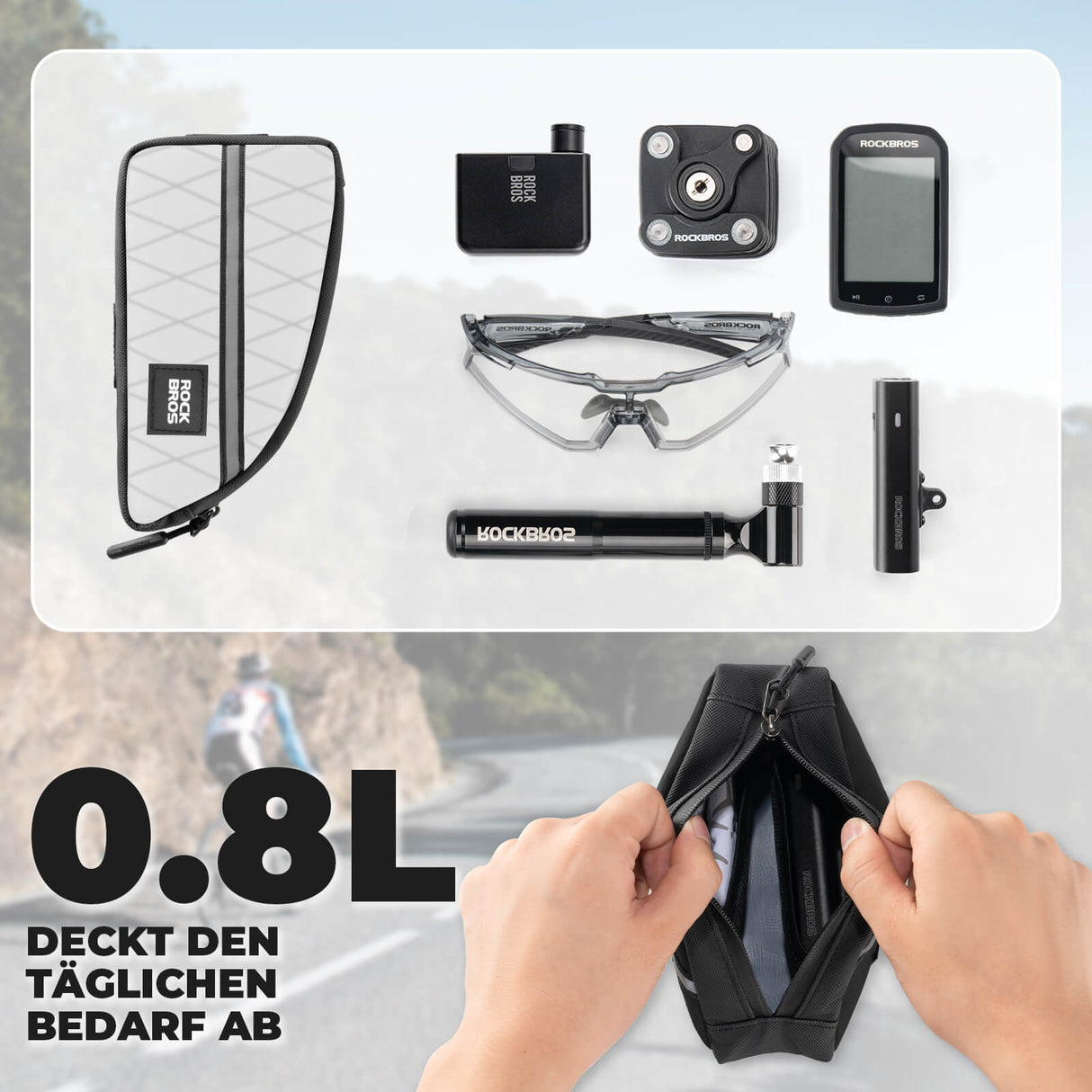 ROCKBROS Oberrohrtasche 0,8L Leicht für Klapprad Falträder 5 Farben