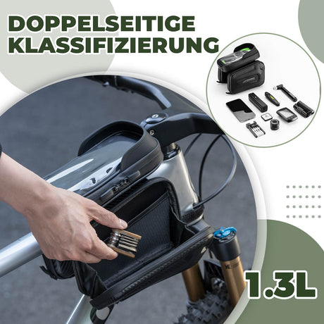 ROCKBROS Oberrohrtasche für Smartphone mit Lichtschutz und Seitentaschen